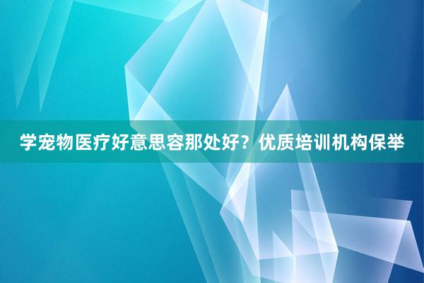 学宠物医疗好意思容那处好？优质培训机构保举